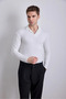 Crepe Fabric Nurse Collar Long Sleeve T-Shirt