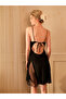 Black Lace Insert Tie-Up Back Babydoll - 2