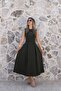 Khaki Halter Neck Belted Flared Dress