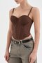 Women's Tulle Detailed Design Crop Corset with Adhesive Stones - 6