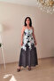 Strapless Hortensia Patterned Black Dress with Straps - 3