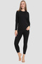 Women's Thermal Underwear Set Black Bottom Top Warm-Keeping - 2