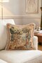 Pastoral Forest Scenic Tapestry Fringed Throw Pillow Cover Cream Tassel Vintage Pillowcase - 4