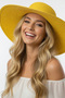 Women's Summer Yellow Gift Fedora Hat |   Model Suitable for Beach and Daily Use - 3