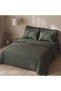 Liora Double Duvet Cover Set 100% Organic Cotton Satin Hand Embroidered Green 200X220 cm