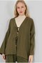 Women's Khaki Linen Kimono Pants with Tie Detail Double Set Hzl26S-Bd167271