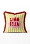Ciao Bella Yellow Striped Fringed Throw Pillow Cover Burgundy Tasseled Pop Art Pillow Case - 2