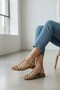 Genuine Leather Knitted Detail Elastic Women's Sandals