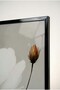Gray and White Floral Modern 2-Piece Glass Painting Set with Black Metal Frame for Home and Office - 4