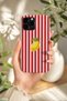 iPhone 15 Pro Max Compatible Launch Silicone Red Striped Lemon Pattern Shock Absorbing Case White
