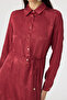 Brown Patterned Elegant Dress Claret Red Dress 0547 - 5