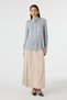 Elegant Aqua Shirt with Textured Scarf Detail 0143