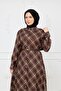 Seasonal Dress with Buttons, Plaid Pattern, and Belt Detail - 7