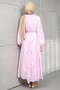 Pink Balloon Sleeve Dress with Skirt - 5