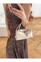Linen Mini Hand and Shoulder Bag with Leather Strap Cream - 2