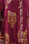Women's Shirt Collar, Gathered Waist, Long Sleeve, Authentic Patterned Viscose, Burgundy, Hijab Dress - 4