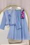 Muslin Textured Tie Skirt Set Blue