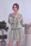 Women's Front Tie Ruffled Layered Skirt Mini Evening Dress Mink, Powder, Green - 2