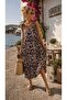 Leopard Patterned Cotton Women's Summer Dress with Shoulder Tie Detail