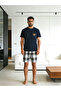 Men Round Neck T-Shirt and Checked Shorts Set