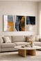 Volcanic Breeze and Burnt Orange Toned 3-Piece Glass Painting Set with Silver Metal Frame for Home and Office - 3