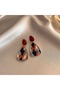 Women's Burgundy Enamel Geometric Patterned Dangle Earrings Bohemian Design Stylish Accessory - 4