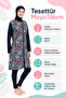 Floral Patterned Hijab Swimsuit Set with Zipper and Full-Covered Cap Included Women's Swimsuit - 7