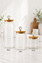 Set of 3 Glass Jars with Bamboo Lids, Food Storage Container with Crystal Accessories 1400-890-635ml - 3