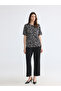 Original Oval Collar Patterned Women's T-Shirt - 2