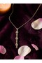 Gold and Silver Color Triple Heart Model Dangling Zircon Stone Steel Chain Necklace - Tarnish Resistant - 45cm - 3