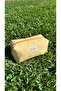Yellow Gingham Fabric Makeup Bag, Portable Travel Size Makeup Bag - 2