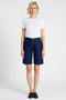 Women's Pants Bermuda High Waist Tube Leg Above Knee Length Straight Pattern Rigid Denim Casual - 4