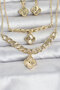 Gold Color Brass Necklace Bracelet and Earrings Set - Ebj260516W42196 - 2