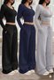 Women's 3 Color Sweatpants Wide Loose Legs (Black - Gray - Navy Blue) Wide Leg High Waist Elastic Comfortable Sweatpants - 2