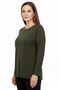 Women's Khaki Stone Detailed Combed Cotton Blouse - 2
