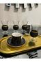 Gala 4-Piece Coffee Water Glass Set, Tea Glass, Gilded Black 4-Piece Footed Glass Set - 7