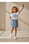 Embroidered T-Shirt Set with Denim Skirt