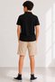 Boys' Two-Piece Set 6-15 Years Old Black Polo T-Shirt Tie-Up Shorts Summer Casual Combination - 2