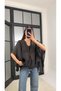 Black Stone Detailed V-Neck Bat Sleeve Blouse - 202643 - 2