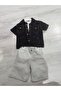 Boy's 3-Piece Summer Combination Set Printed T-Shirt, Denim Shirt, and T-Shirt - 2