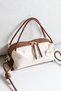 Women's Canvas Handbag Linen Fabric Leather Detailed Stylish Daily Shoulder Bag Width24 Length14