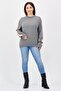 Women Crew Neck Knitted Long Sleeve Sweater, Light Grey - 2