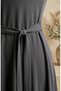 Bürümcük Fabric Belted Dress 0509-06 Gray - 4
