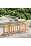 Scaun de bar 4 pcs Maro Lemn solid de tec - 2