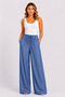 Women's Plus Size Blue, Elastic High Waist, Relaxed Fit Pocket Pants 65N39512 - 5