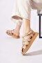 Tolas Caged Buckle Genuine Leather Women's Sandals Beige Skin - 2