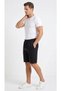Men's Black Regular Comfortable Cut Bermuda Shorts with Elastic Waist and Side Pockets - 4