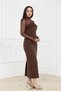 Strapless Dress with Lace Bolero Detail - Brown - 7
