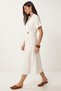Summer Linen Kimono Dress with Gold Accessories Lgx0010 Ecru - 2
