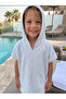 Children's Beach Poncho Soft Textured Towel Poncho Light Blue